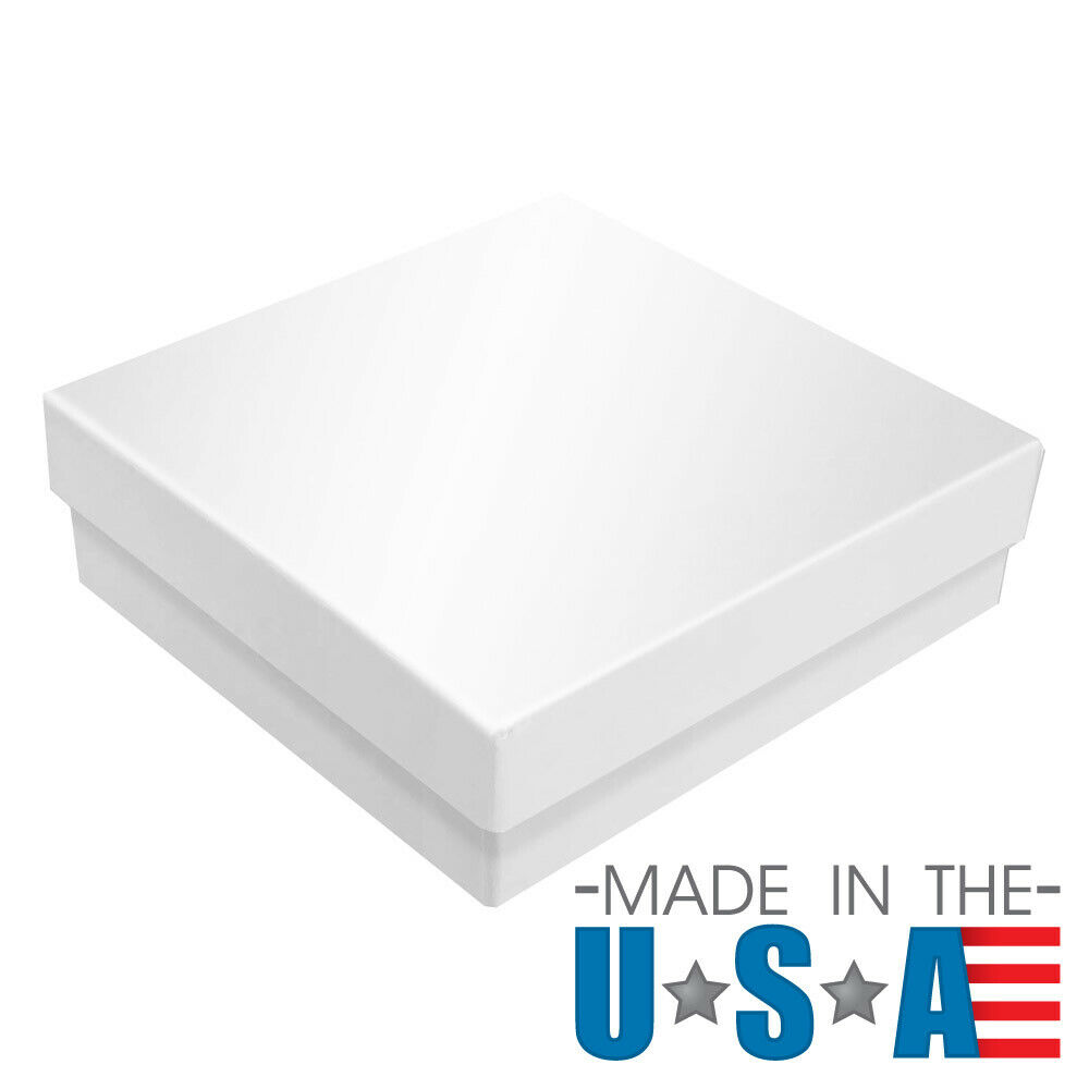Glossy White Cotton Filled Gift Boxes Jewelry Cardboard Box Lots Of 100~200~500
