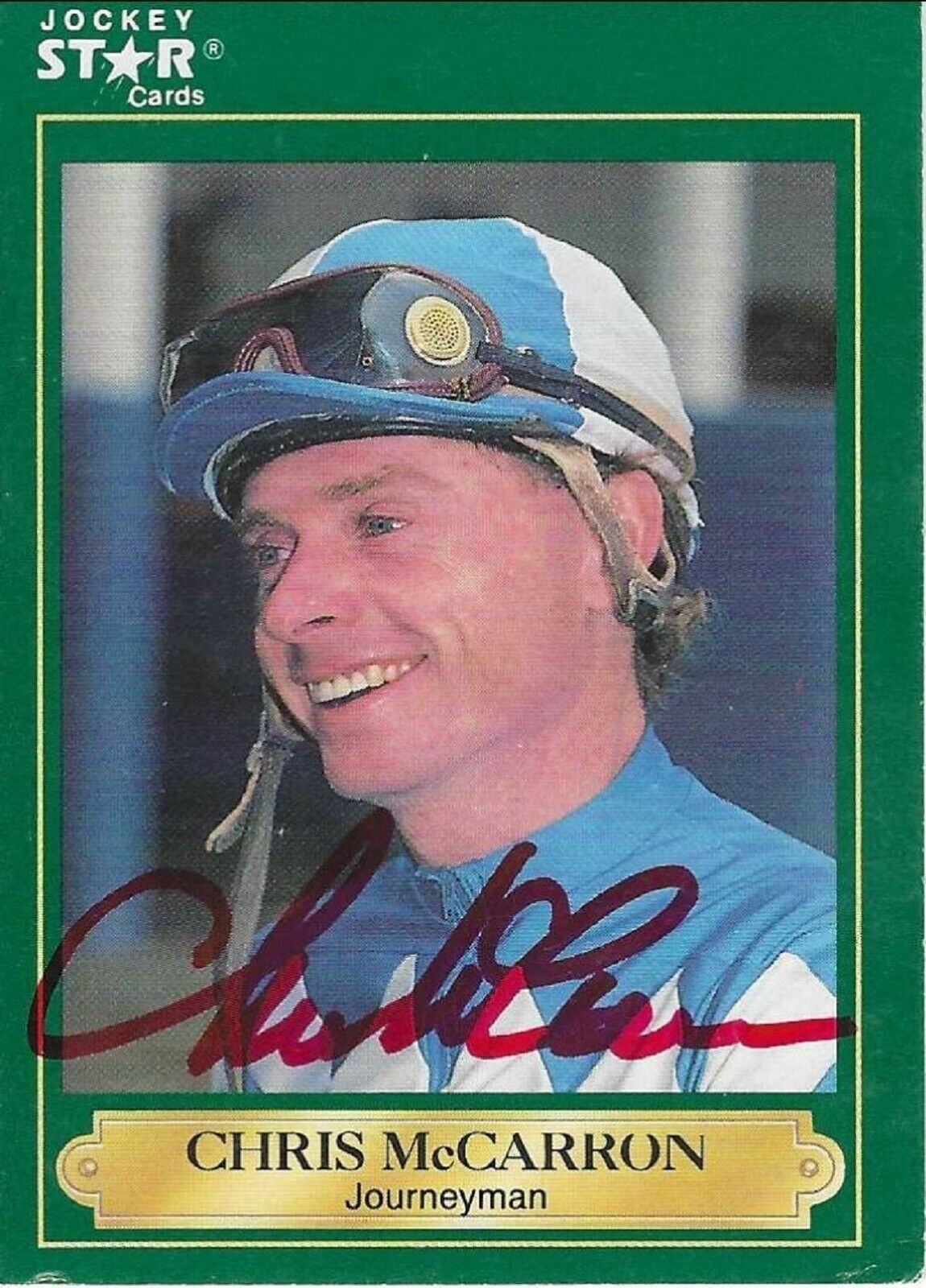 1991 Jockey Star "chris Mccarron" Autograph Trading Card In Excellent Condition