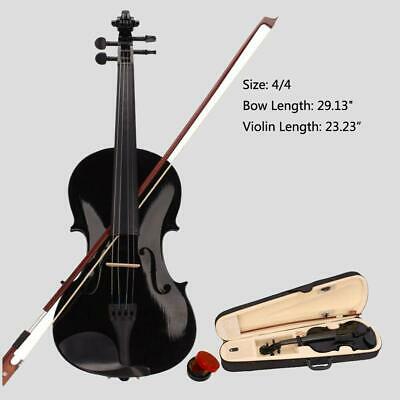 New Student Band 4/4 Acoustic Orchestral Violin Fiddle Black With Case Bow Rosin