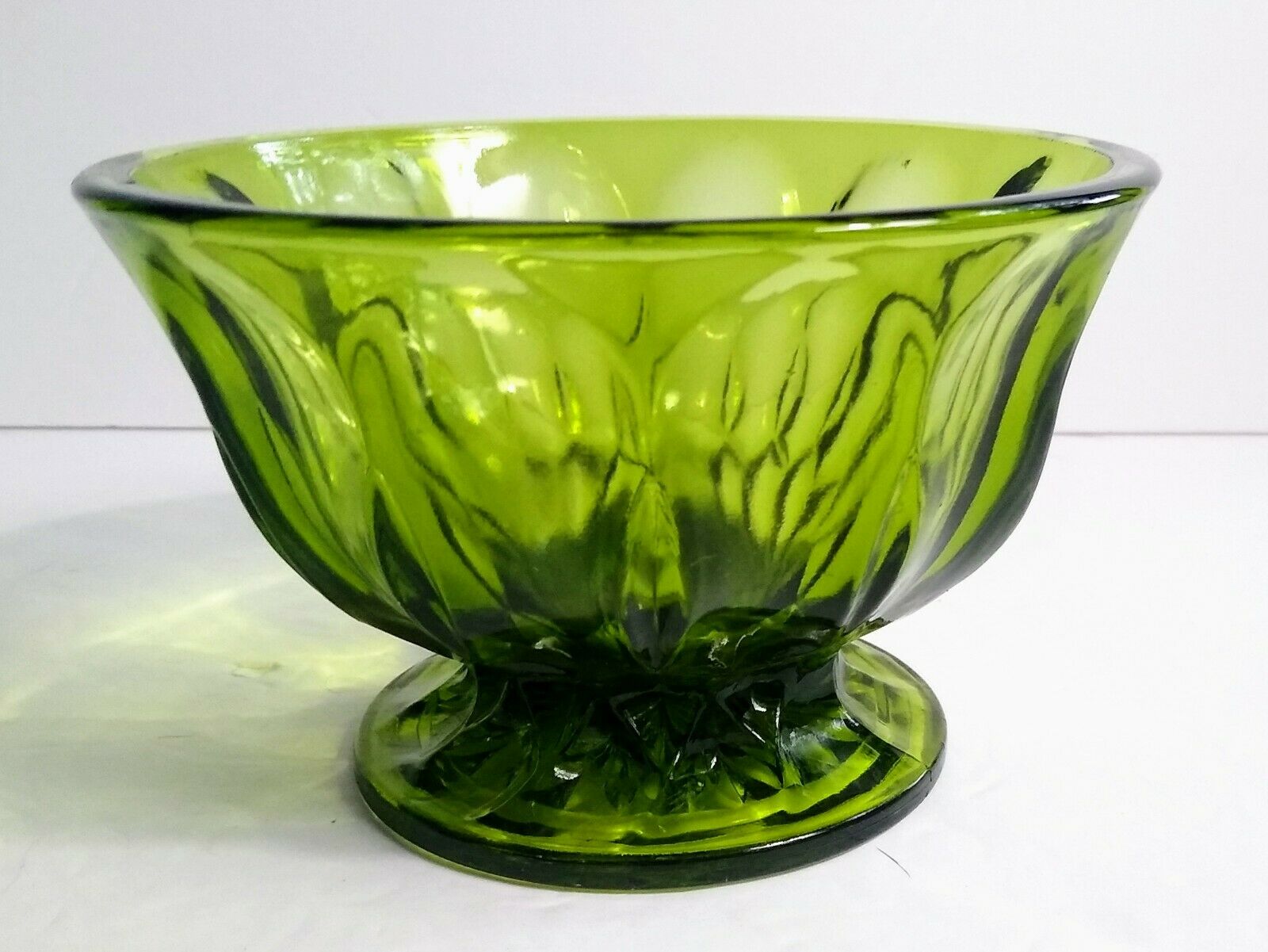 Anchor Hocking "fairfield" Avocado Glass Candy Dish/compote, Cr. 1972-76