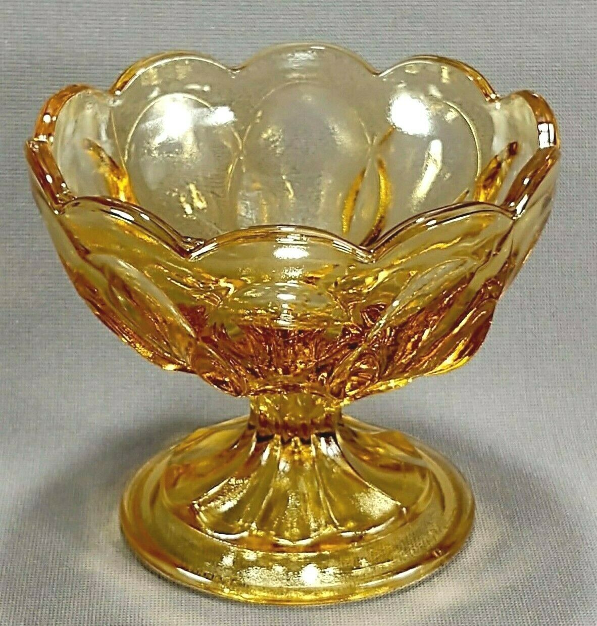 Anchor Hocking Amber Gold Fairfield Compote Candy Dish With Box