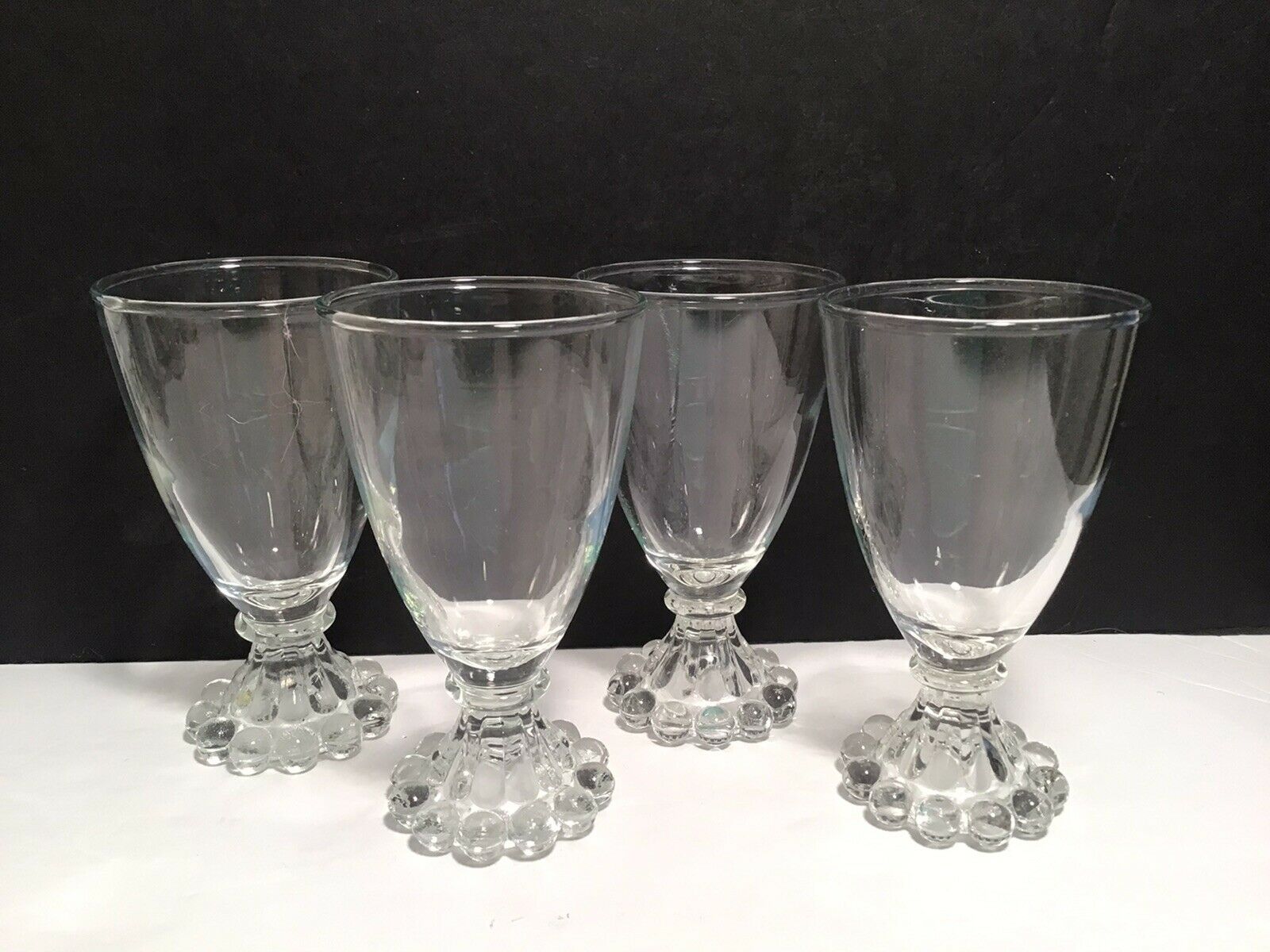 Vintage Clear Boopie Footed Juice Glass Set Of 4